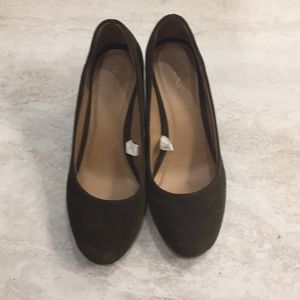 Olive green suede wedge